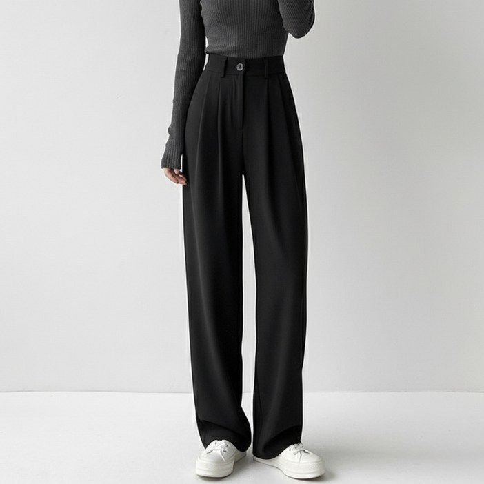 마켓피아 여성용 데일리 하이웨이스트 롱 슬랙스