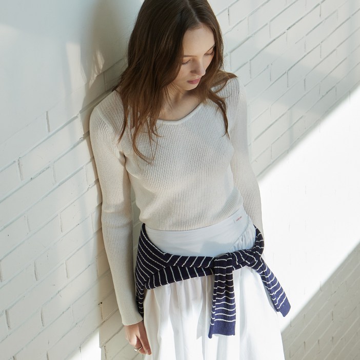 미치코런던 여성용 골지 롱슬리브 니트 탑