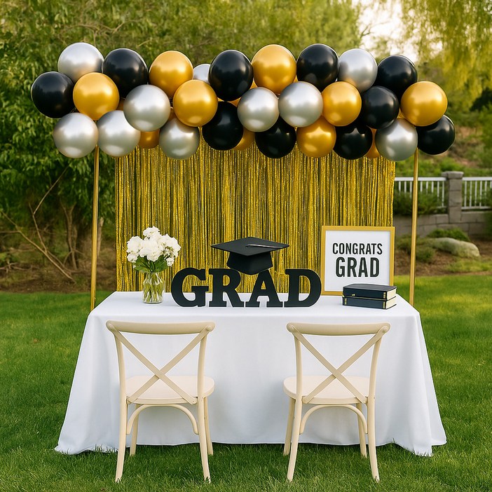 파티쇼 구름 풍선 연말파티 골드수술커튼 장식세트