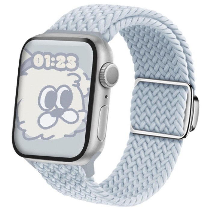 애플워치 호환 브레이드 솔로루프 스트랩 밴드, 스카이블루, 1개