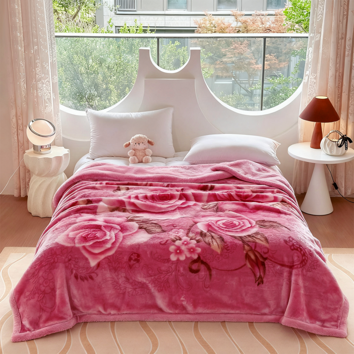 Jeernare 양면 극세사 밍크이불 두꺼운 할머니담요 부드러운 옛날 밍크이불 대형 겨울이불