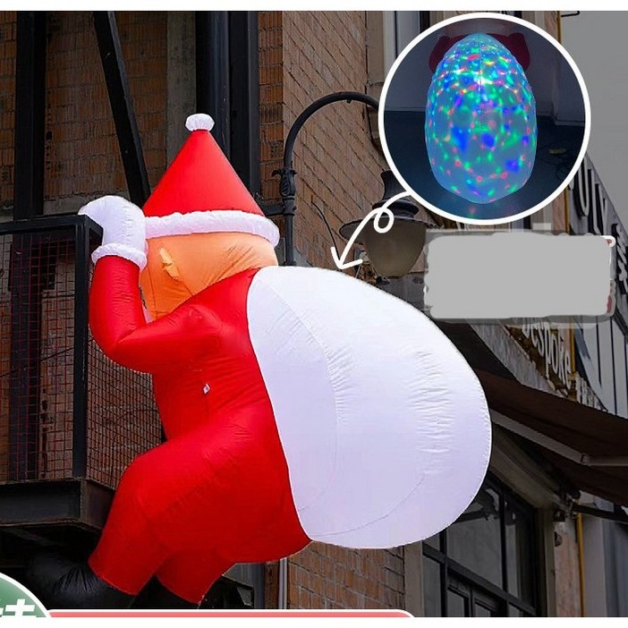벽타는 산타 대형 풍선 이벤트 크리스마스 카페 야외 장식