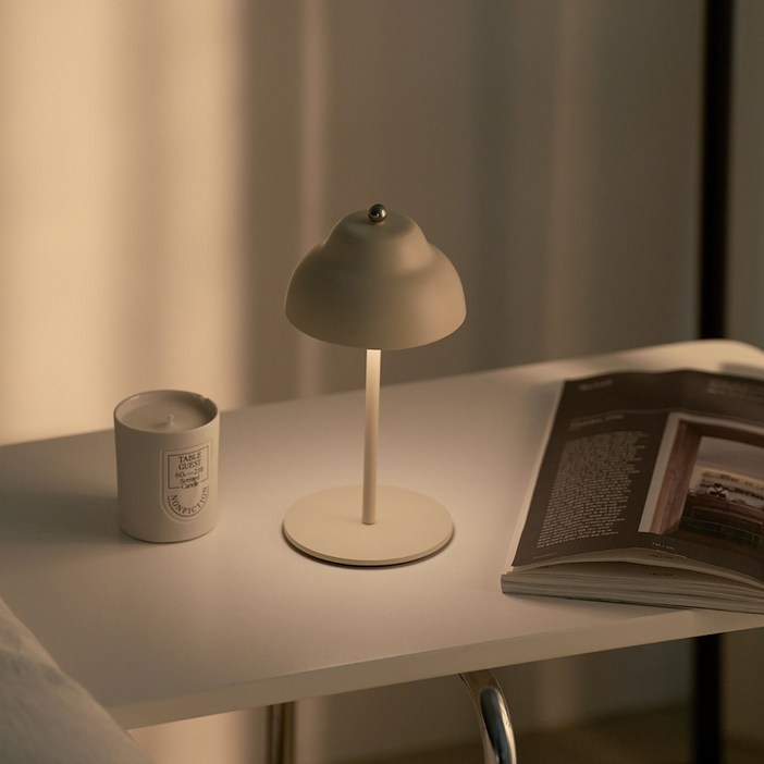 미니엔 마롱 LED 무선 테이블 램프 인테리어 조명 무드등 수면등 취침등, 크림 화이트