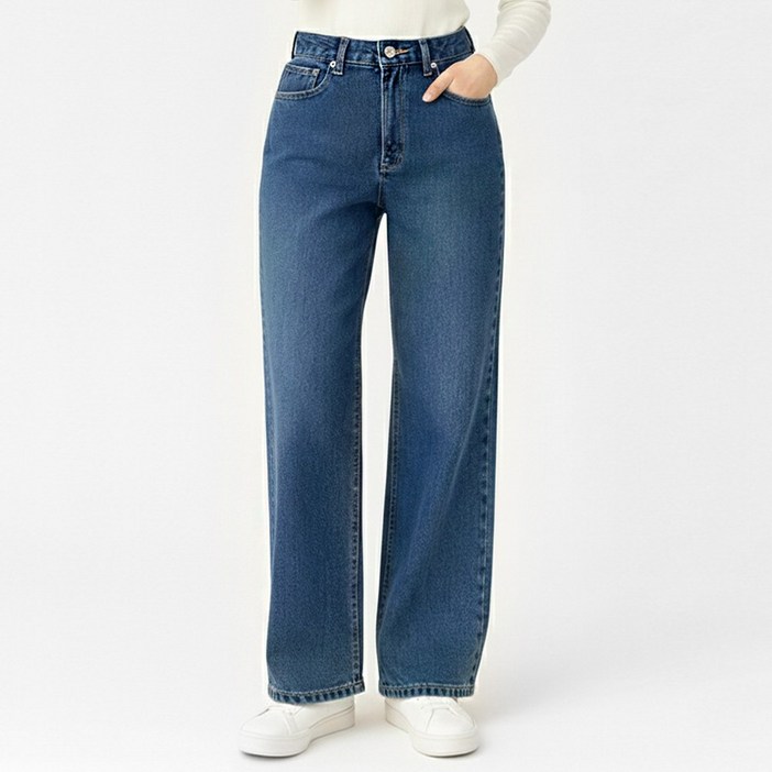 고탄력 스판 에이플심플 와이드 청바지 스판 데님 밴딩 데님