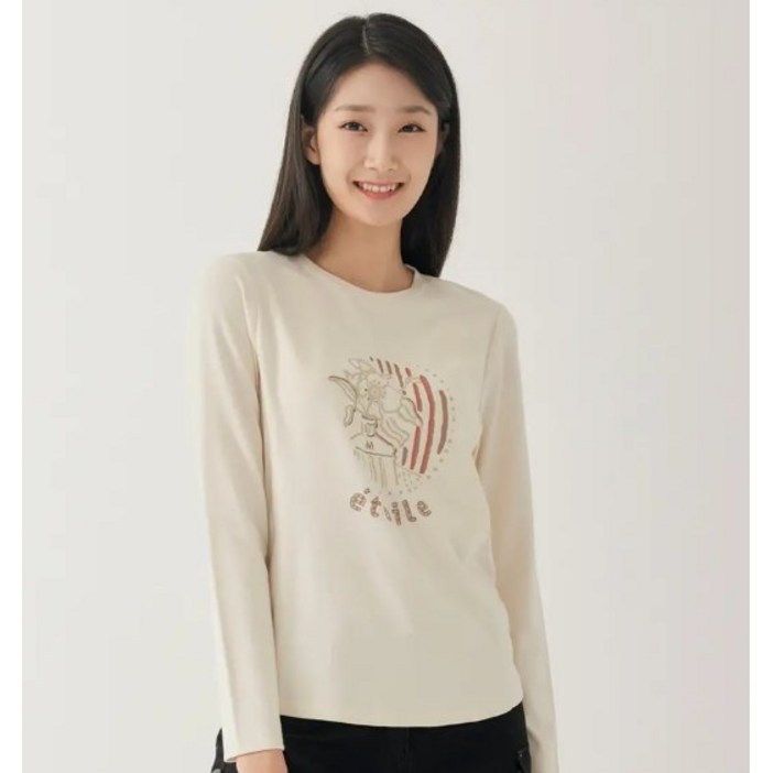 지센 뉴코아창원점 아네모네꽃꽂이원포인트라운드긴팔티셔츠 면혼방에 신축성 좋은 데일리 아이템