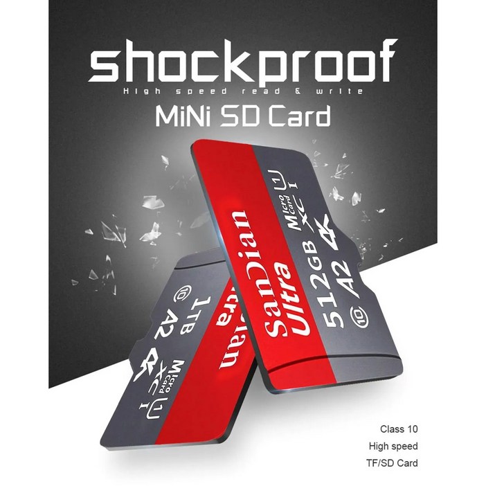 SanDian 마이크로 SD 메모리 카드 512GB 1TB 2TB 빠른 무료배송, 1개, 512GB