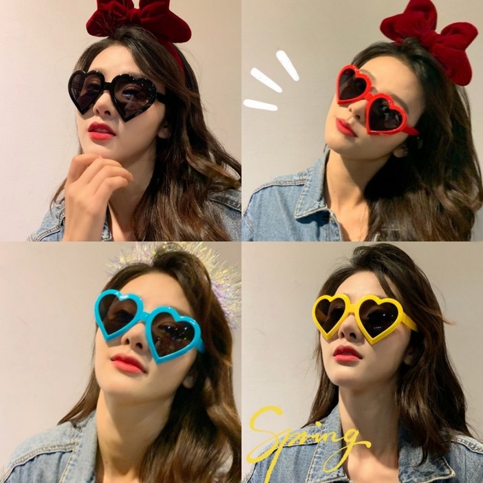 하트 선글라스 파티 안경 6color 인생네컷 소품, 옐로우