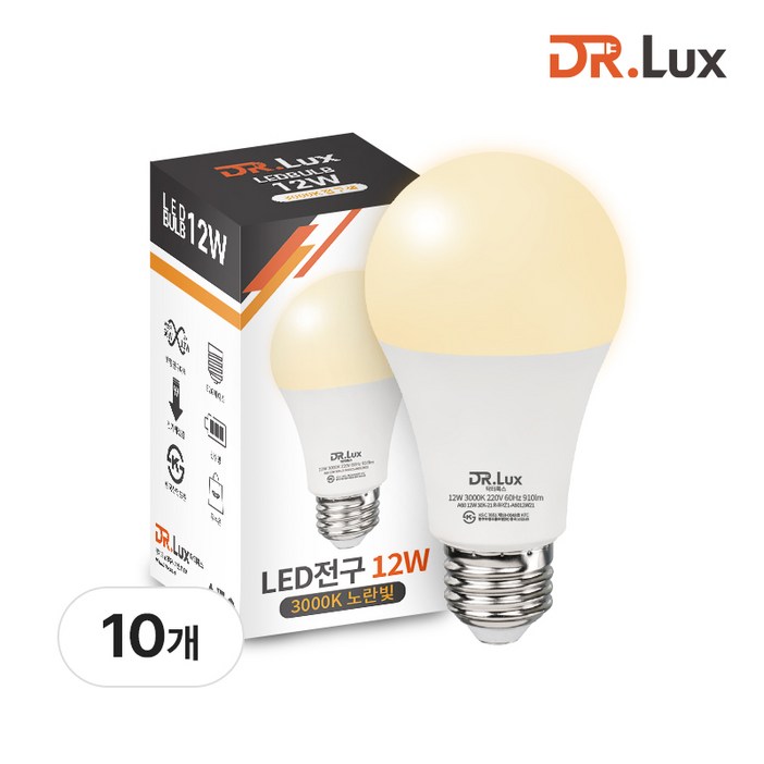닥터룩스 LED 전구 12W, 10개, 전구색