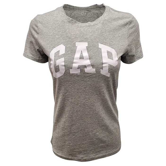 Gap Factory 여성용 로고 티셔츠 (S, 라이트 그레이 (화이트 로고)), 로고)