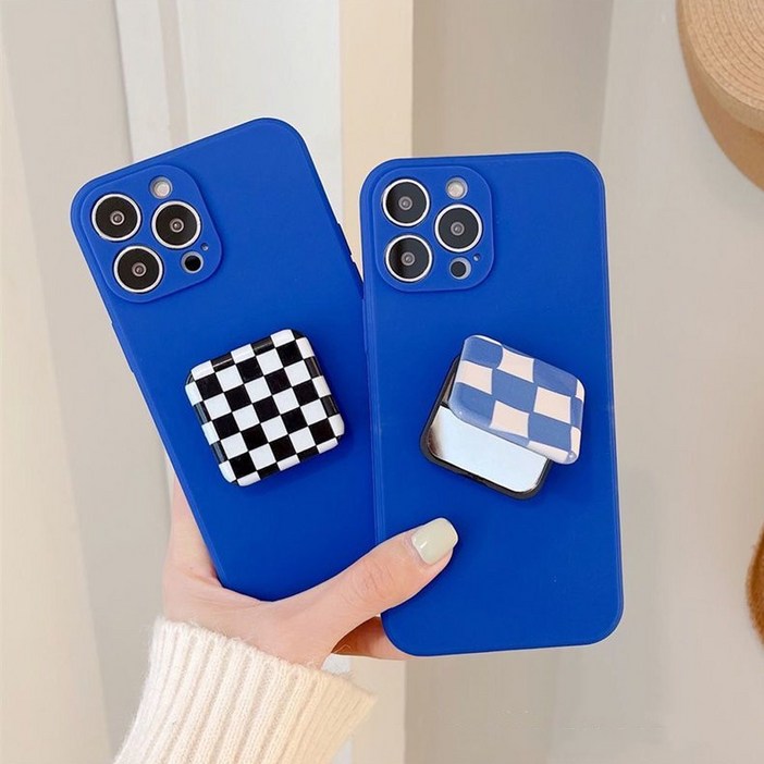 삼성 갤럭시 A 시리즈 전기종 체커 보드 패턴 거울 미러 홀더 스마트톡 세트 핸드폰 거치대 단색 실리콘 젤리 케이스