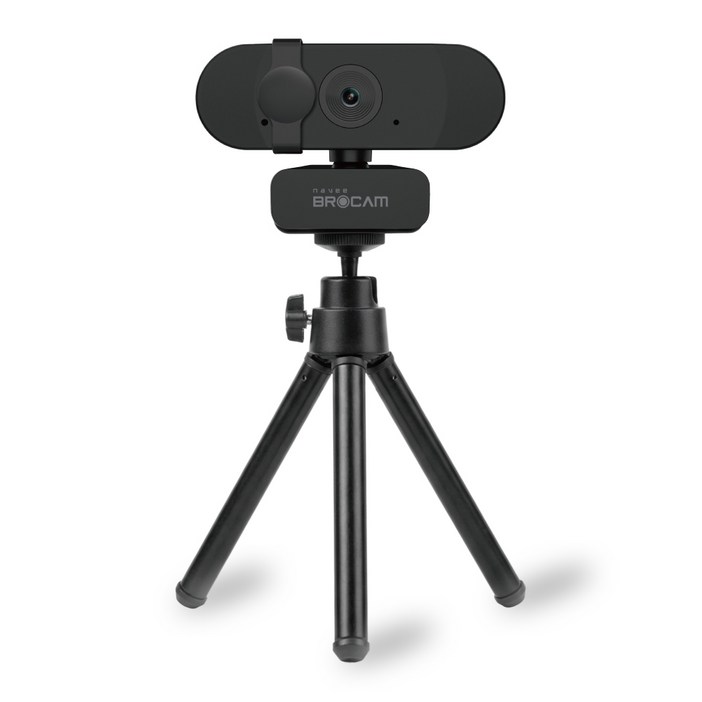 나비 브로캠 QHD 500만화소 웹캠 노트북 컴퓨터 화상카메라 듀얼마이크 자동초점조절 4K 업스케일링 NV76-CM400A, 블랙, 삼각대증정