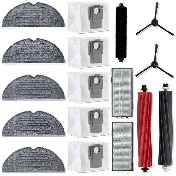 로보락 호환 물걸레 먼지봉투 필터 메인브러시 사이드브러시 사이드 엣지 물걸레 세척 브러시 롤러 소모품, 1세트, 로보락 S8 Pro Ultra 소모품 16 세트