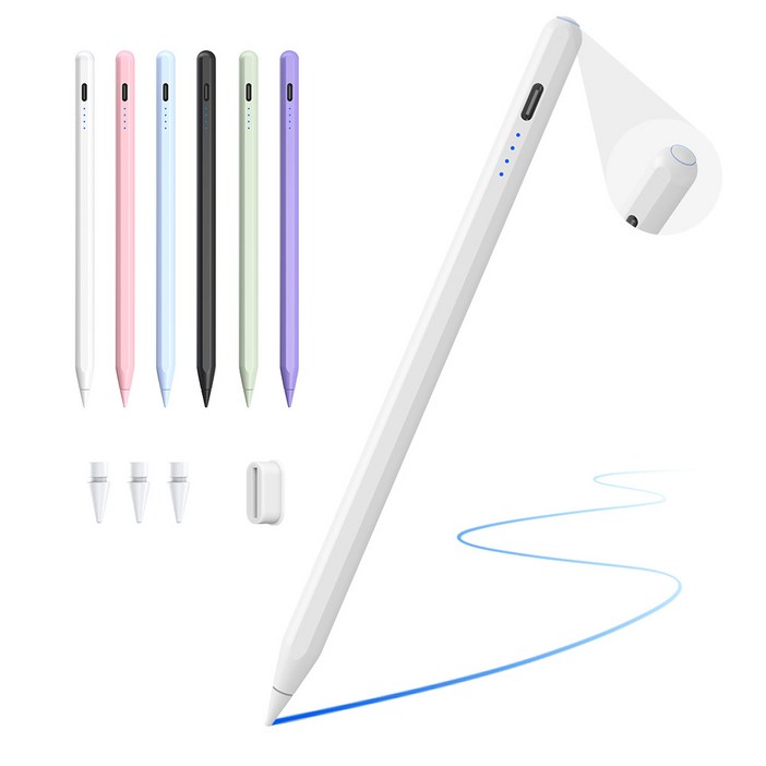 JAMJAKE 아이패드 호환 스타일러스 펜슬 스마트 터치펜 초미세 펜촉 USB-C 충전식 SP8