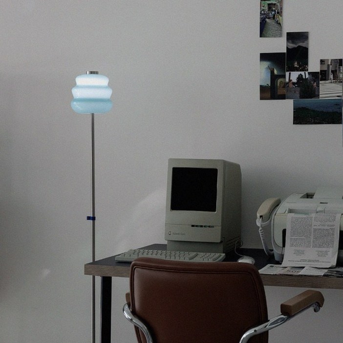 노랑조명 LED 웨이비 장 스탠드 유리 갓 조명 거실 플로어 램프 침실 유광 무드등 인테리어 독서등