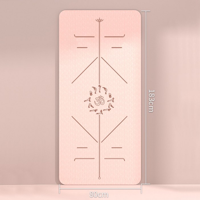 Auxamy 요가매트 운동 tpe 12mm 친환경, 1개, 1830×800×12mm, 핑크 12자세 가이드라인
