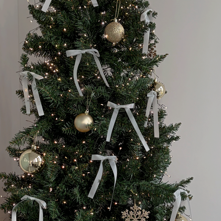 포포샵  크리스마스 트리 고급 리본 오너먼트 100% 수제, 10개입