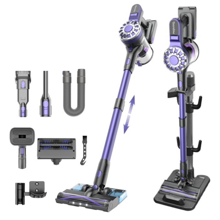 2025년형 Teendow 차이슨 무선청소기 스틱형 가성비 원룸 청소기+물걸레 키트+반려동물 펫브러쉬+침구 브러쉬, 퍼플
