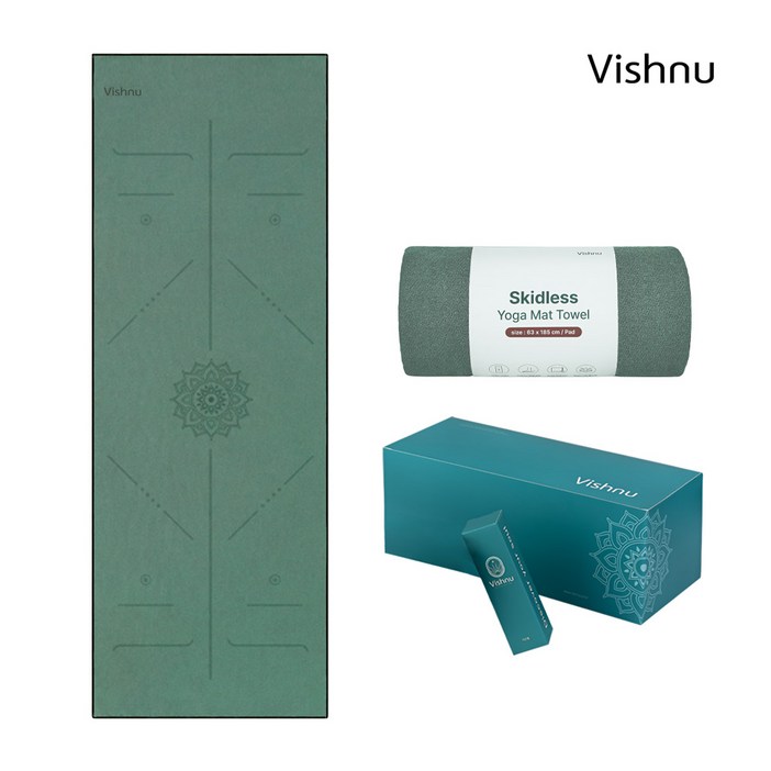 비슈누 요가 타올 논슬립 매트 타월 미끄럼방지 요가 수건, 애플민트, 1개