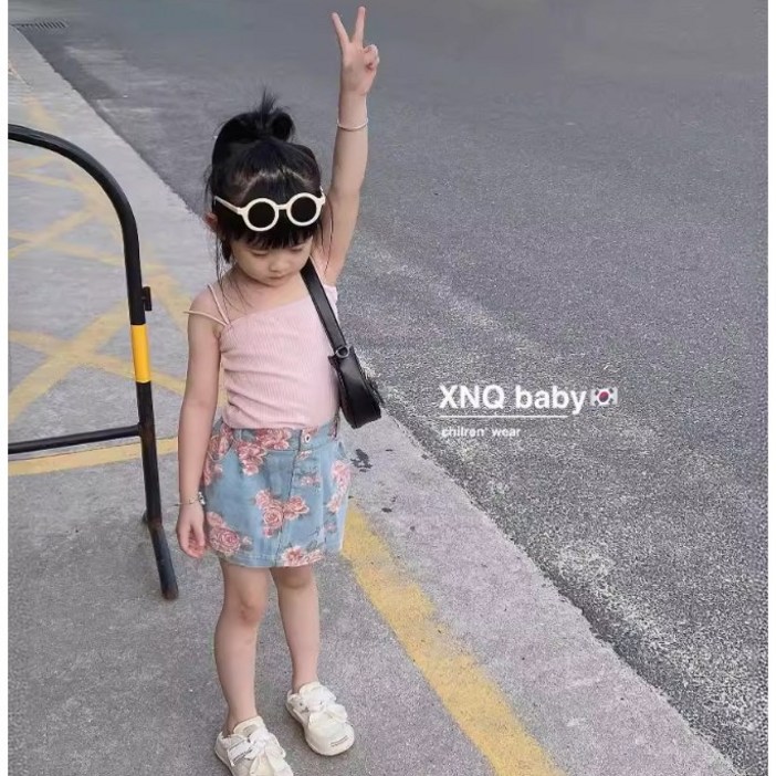 슈가푸딩 키즈 핑크로즈데님치마세트 여아상하세트 여아치마세트 여아나시세트 여아여름세트 여아휴가룩 바캉스룩 데일리룩