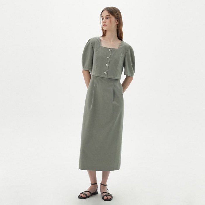 플라스틱아일랜드 투인원 배색스티치 원피스 PQ2WO481