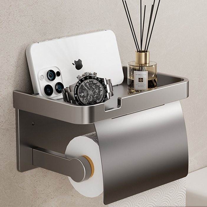 홈데코레 무타공 선반형 휴지걸이 화장지걸이 초강력접착후크제공, 1개, 차콜