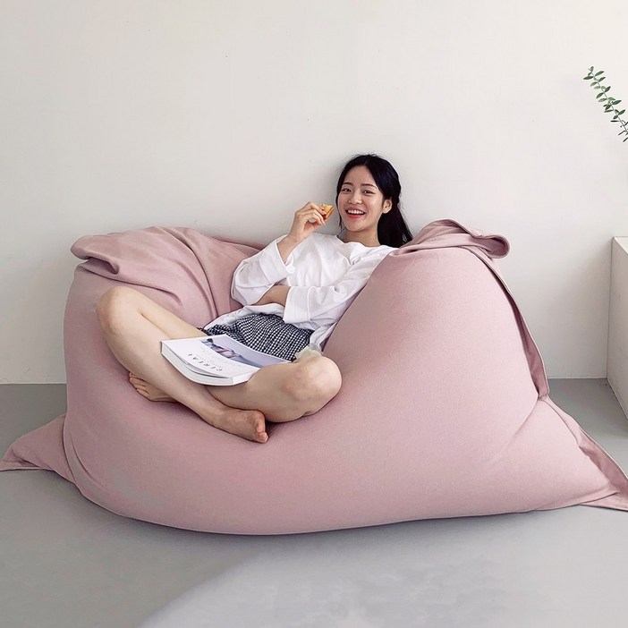 LINU 리누 린온빈백 대형 빈백 소파 1인 2인, 크림 핑크