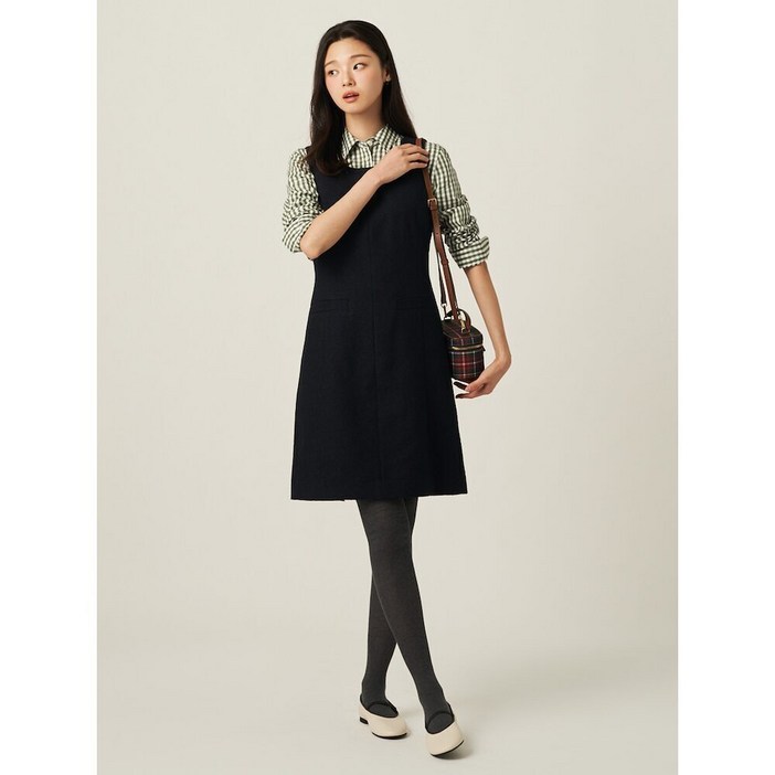 국내백화점 빈폴 원피스 트위드 텍스처 레이어드 심플 순수한