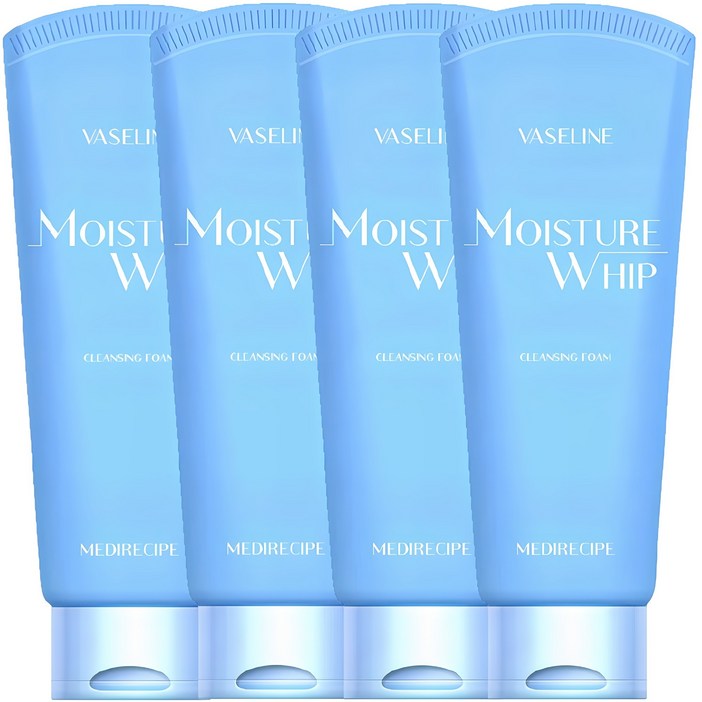 바세린 모이스처 수분 휩 클렌징 폼, 220ml, 4개