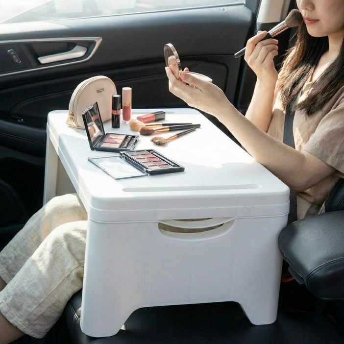 공간백서 폴딩 다용도 차량용 테이블 트레이, 화이트, 1개