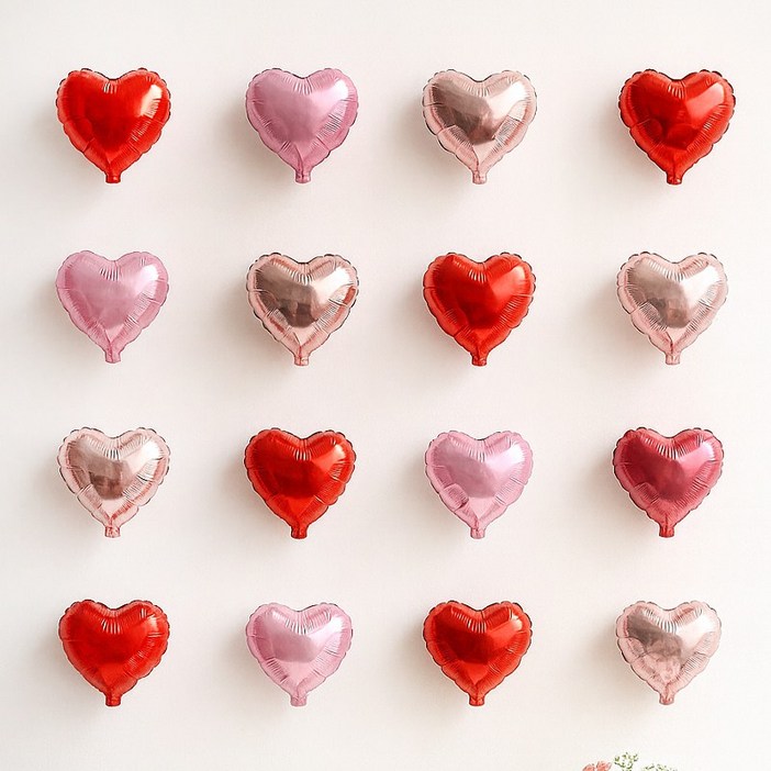 해피제이니 미니하트 20개 파티 이벤트 생일 은박 호일풍선 파티풍선 세트