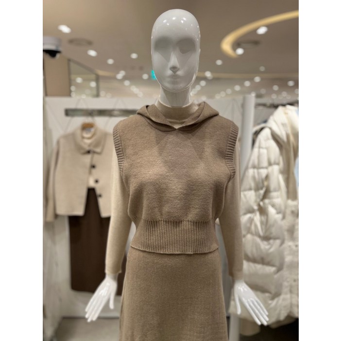 후드넥 슬리브리스 니트 128790