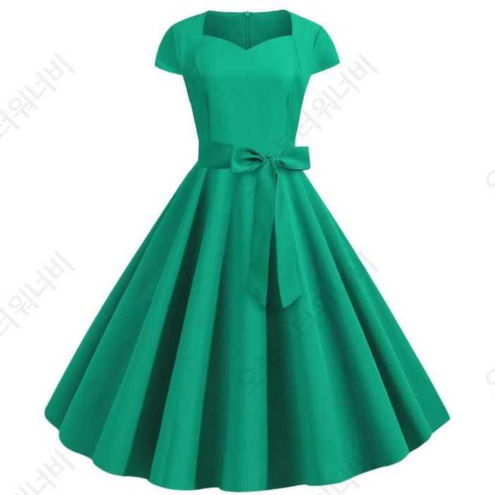 라라랜드 단색 원피스 햅번 복고풍 슬림핏 벨트 끈 A라인 플레어 무지 원피스 6color