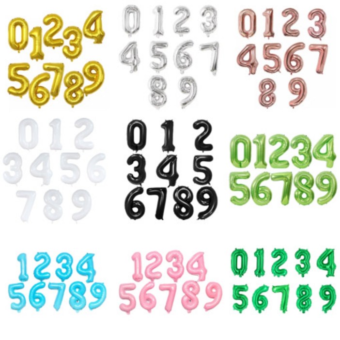 숫자 은박 호일 풍선 [소형/대형] 블루 그린 핑크 파스텔 은박 파티풍선 백일 돌잔치 천일 300일 500일, 로즈골드