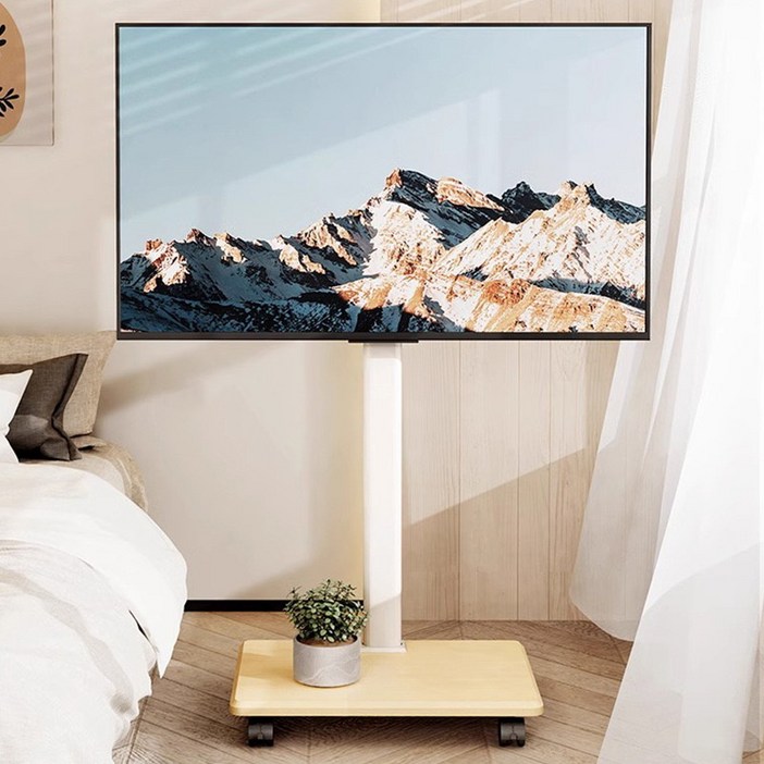 FANOBO 티비 거치대 좌우 조절 가능 티비스탠드 휴대용 tv거치대 2570인치 이동식tv 적용 40KG 하중 이동식 tv 거치대, 1개