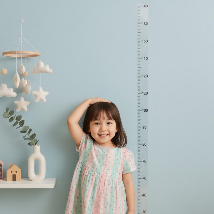 플럭스 무타공 부착식 키성장 기록 키재기 스티커