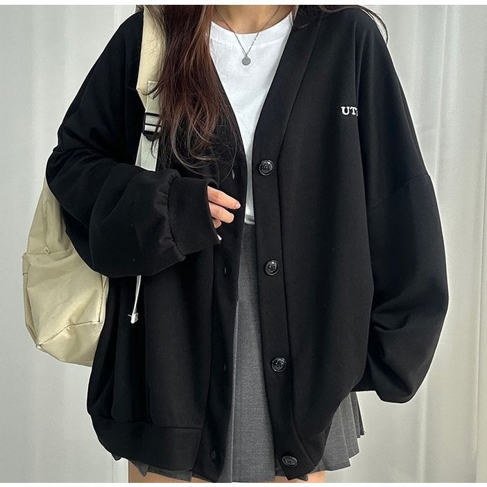 단독상품 유스히얼 레터링 오버핏 가디건 핏보장 학생 교복가디건 오버핏가디건 봄가디건 간절기 스쿨룩가디건 봄자켓 빅사이즈 MD추천