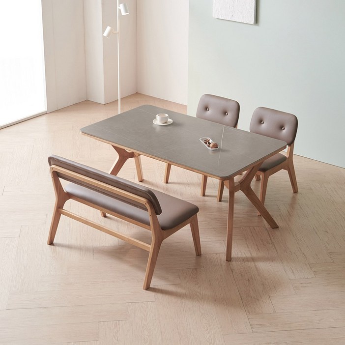 라로퍼니처 밀러 1400 포세린 통 세라믹 패밀리 4인 낮은 식탁 세트