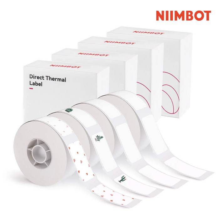 시노링크 프리픽 라벨지 세트 NIIMBOT D11 D110 D101 H1S 님봇 라벨프린터 전용, D04. 화이트x2복합 4롤세트