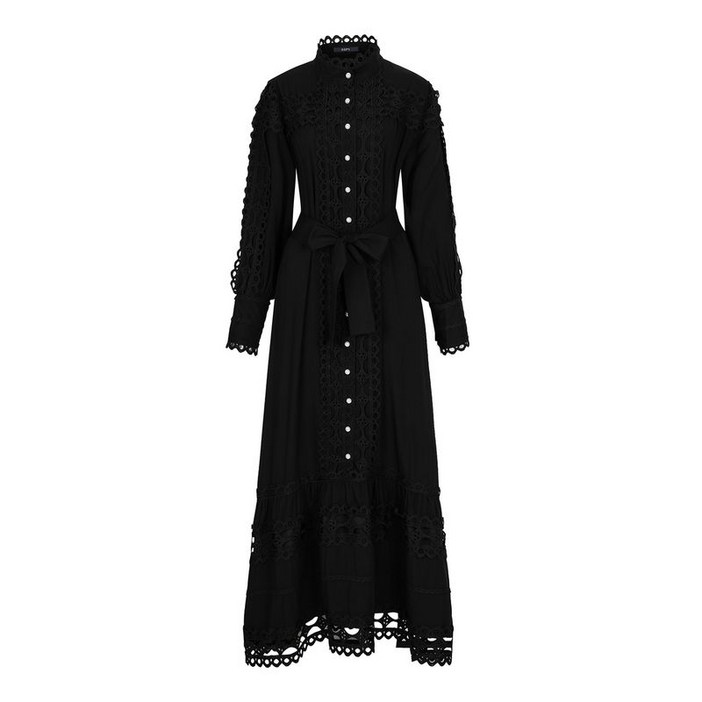 GGPX 페미닌 레이스 진주 버튼 캉캉 롱 원피스 GOCOW042D