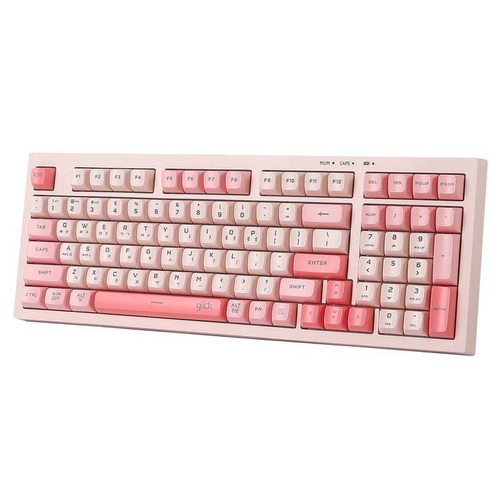 지클릭커 오피스프로 사일런스 무소음 방수 유무선 블루투스 키보드 98KEY, 제조사축, WK50, 핑크RC1