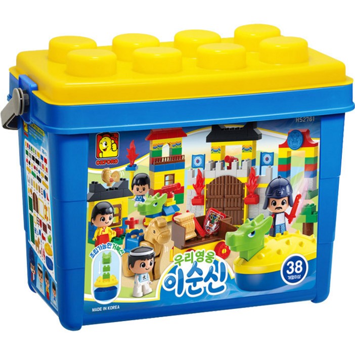 우리영웅 이순신 거북선블럭 38개월이상 HS2761 토들블록 186pcs 피규어4명 동물2마리 이순신장군 통블록 옥스포드블록