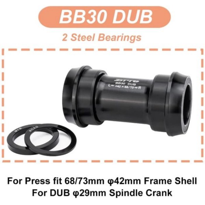 ZTTO MTB 로드 바이크 프레임, BB30 프레스 핏, 자전거 크랭크 하단 브래킷 및 설치 도구, GXP 22, 24 축, 30mm 스핀들 크랭크셋, 42mm, BB30 DUB PF, 1개