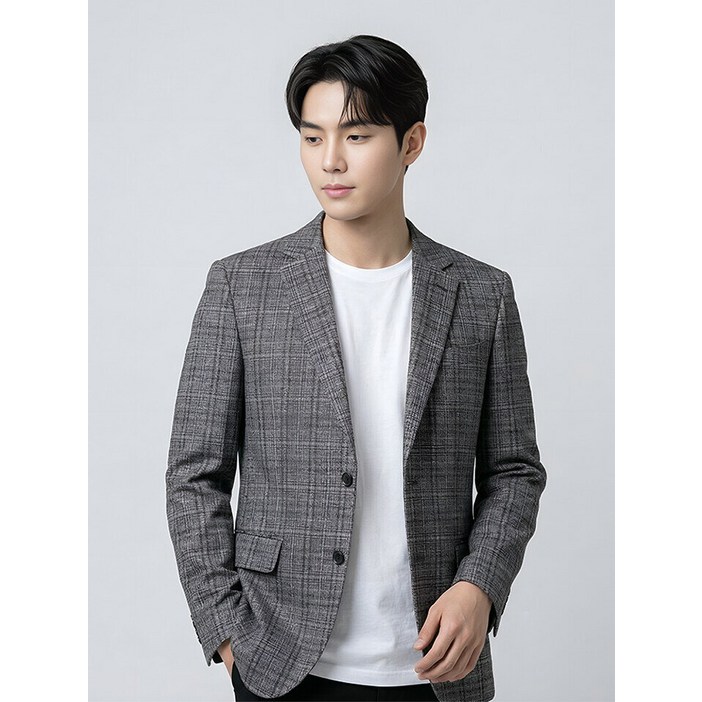 BY파크랜드 오스틴리드 그레이시 핑크 울혼방 체크 자켓A1KF2310188A