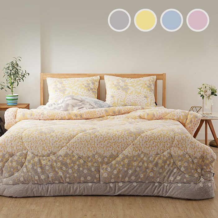 수젠하우스 바이올렛 5mm 착번 극세사 차렵 이불 패드 베개커버 세트