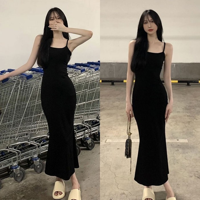 1+1 서스펜더 끈나시 민소매 롱원피스