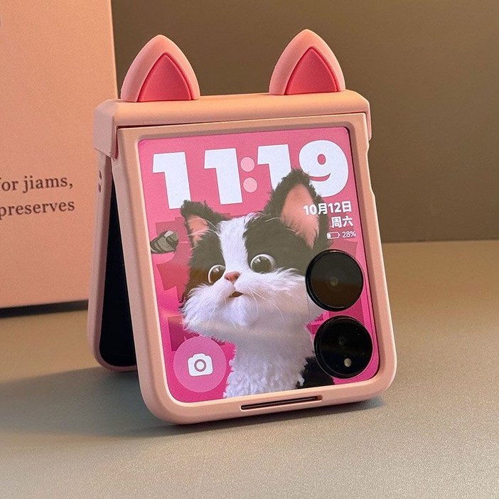 입체 고양이귀 갤럭시 z플립5/6/7 힌지 케이스