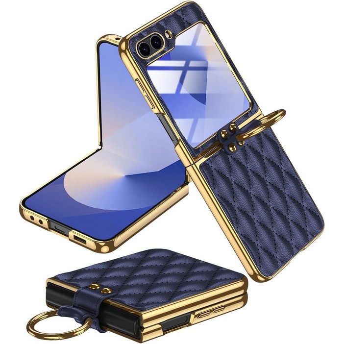 헤미션 갤럭시 Z플립7/6/5 링 가죽 케이스 외부보호필름 ZFLC01