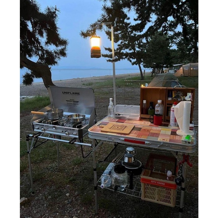콜맨 올인원 키친 테이블 캠핑 테이블 캠핑조리대 버너테이블 캐비넷쉘프