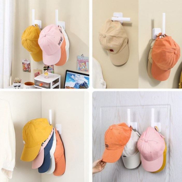 알버트현 다용도 걸이 키친타올 모자 거실 주방 욕실 화장실 무타공 스틱 거치대, 6개, 화이트