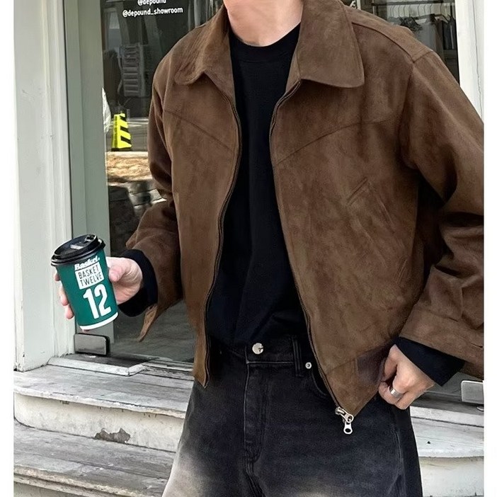 스타일닥터 남성 스웨이드 숏 자켓 루즈핏 캐주얼 점퍼